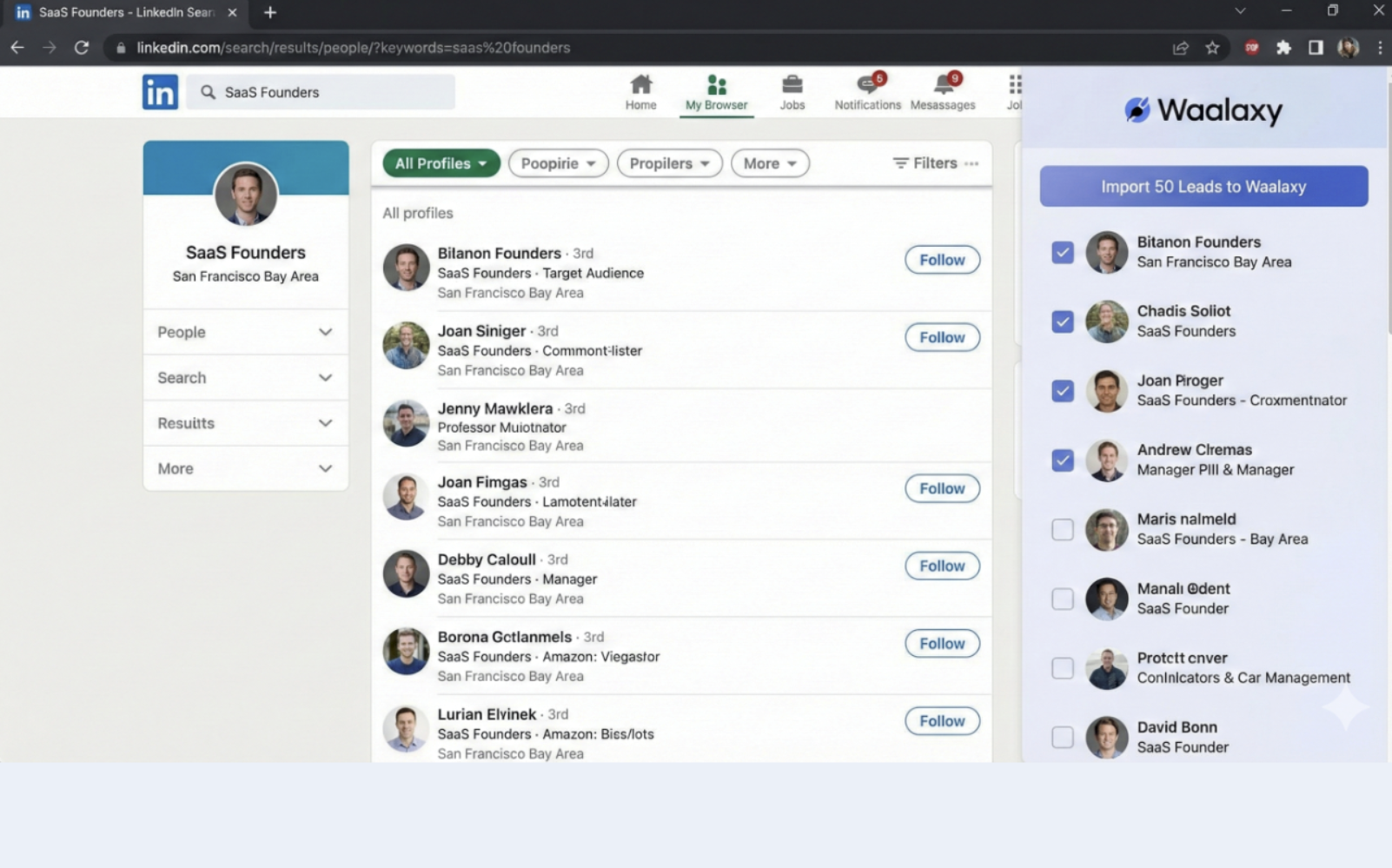 Waalaxy Chrome Extension Importing Leads